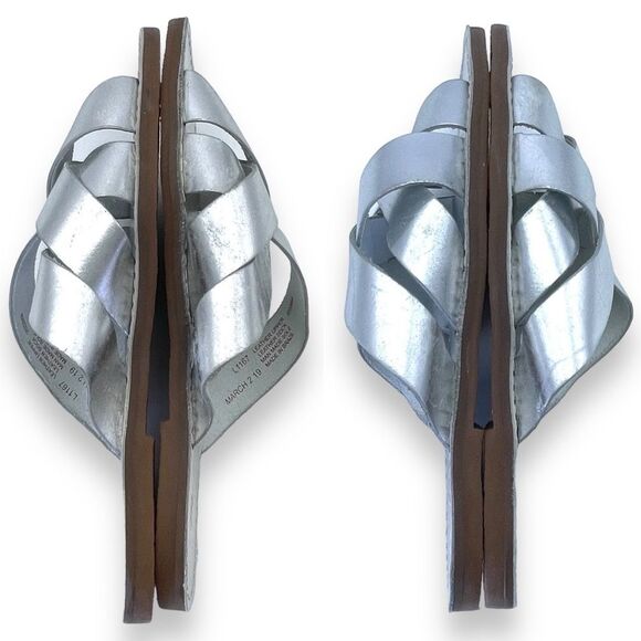 Madewell The Boardwalk Woven Slide Sandal Metallic Silver Leather Women’s Size 7 - Picture 12 of 16